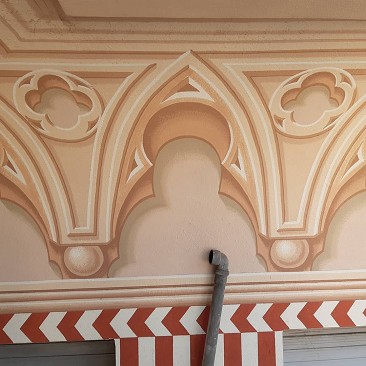 Arte sui Muri|decorazione facciate|archetti gotici|decorazione dipinta|stile gotico|Genova|Pegli